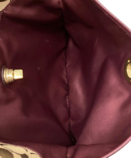 COACH（コーチ）COACH (コーチ) シグネチャー　ショルダーバッグ ベージュ×パープルの古着・服飾アイテム