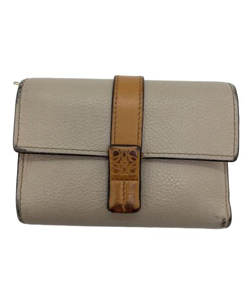 LOEWE（ロエベ）LOEWE (ロエベ) アナグラム　バーティカル ウォレット スモール ベージュ×ピンクの古着・服飾アイテム