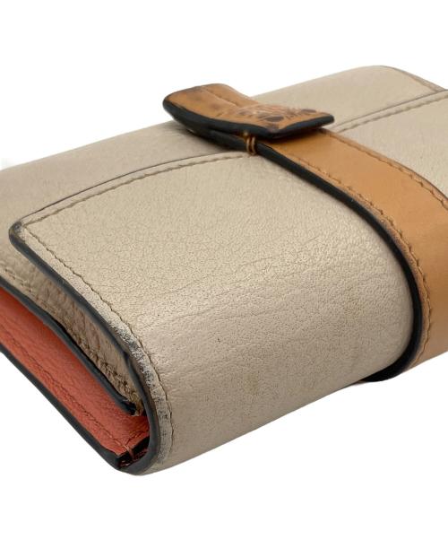 LOEWE（ロエベ）LOEWE (ロエベ) アナグラム　バーティカル ウォレット スモール ベージュ×ピンクの古着・服飾アイテム
