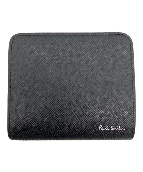 PAUL SMITH（ポールスミス）PAUL SMITH (ポールスミス) ブライトストライププラー　P915　2つ折り財布 ブラック 未使用品の古着・服飾アイテム