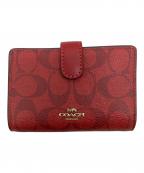 COACHコーチ）の古着「シグネチャー 2つ折り財布」｜レッド