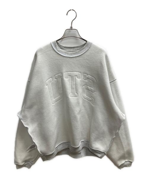 stussy（ステューシー）stussy (ステューシー) STU Applique Crew カレッジロゴスウェットシャツ オートミール サイズ:SIZE Mの古着・服飾アイテム