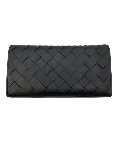 BOTTEGA VENETA（ボッテガベネタ）BOTTEGA VENETA (ボッテガベネタ) イントレチャート ロングウォレット ブラックの古着・服飾アイテム