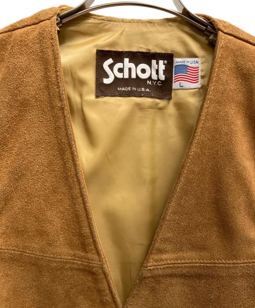 Schott（ショット）Schott (ショット) スウェードベスト ブラウン サイズ:SIZE Lの古着・服飾アイテム