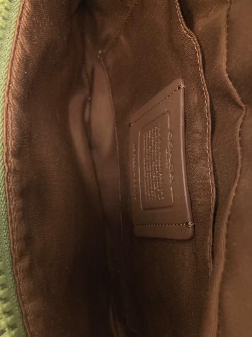 COACH（コーチ）COACH (コーチ) トラック ベルト バッグ・シグネチャー キャンバス・コーチ パッチ ウェストバッグ ベージュ×グリーンの古着・服飾アイテム