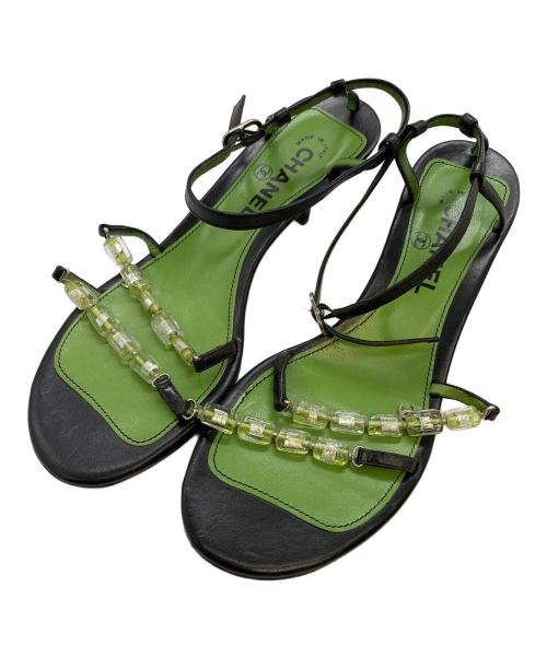 CHANEL（シャネル）CHANEL (シャネル) ストラップサンダル ブラック×グリーン サイズ:SIZE 39の古着・服飾アイテム