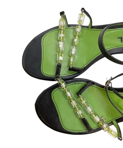 CHANEL（シャネル）CHANEL (シャネル) ストラップサンダル ブラック×グリーン サイズ:SIZE 39の古着・服飾アイテム