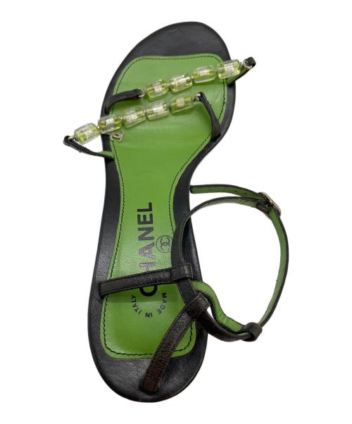 CHANEL（シャネル）CHANEL (シャネル) ストラップサンダル ブラック×グリーン サイズ:SIZE 39の古着・服飾アイテム