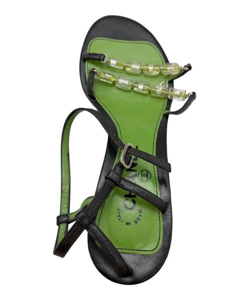 CHANEL（シャネル）CHANEL (シャネル) ストラップサンダル ブラック×グリーン サイズ:SIZE 39の古着・服飾アイテム