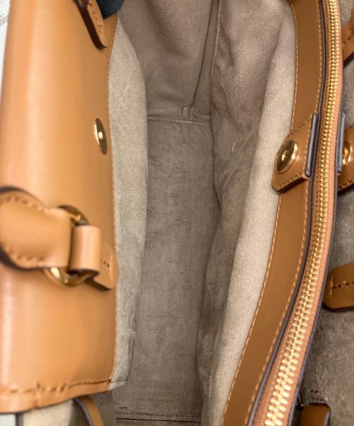 MICHAEL KORS（マイケル・コース）MICHAEL KORS (マイケル・コース) サッチェルラージ MKシグネチャー ベージュ×ブラウンの古着・服飾アイテム