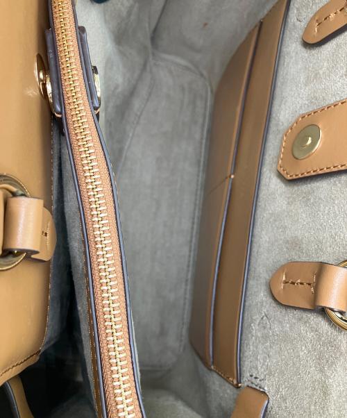 MICHAEL KORS（マイケル・コース）MICHAEL KORS (マイケル・コース) サッチェルラージ MKシグネチャー ベージュ×ブラウンの古着・服飾アイテム