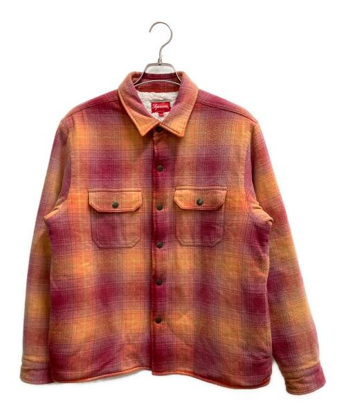 SUPREME（シュプリーム）SUPREME (シュプリーム) shearling lined flannel shirt（シアリングラインド フランネルシャツ） ピンク×オレンジ サイズ:SIZE Sの古着・服飾アイテム