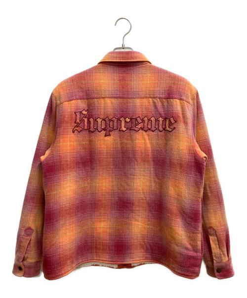 SUPREME（シュプリーム）SUPREME (シュプリーム) shearling lined flannel shirt（シアリングラインド フランネルシャツ） ピンク×オレンジ サイズ:SIZE Sの古着・服飾アイテム
