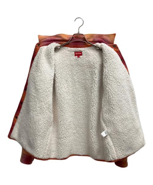 SUPREME（シュプリーム）SUPREME (シュプリーム) shearling lined flannel shirt（シアリングラインド フランネルシャツ） ピンク×オレンジ サイズ:SIZE Sの古着・服飾アイテム