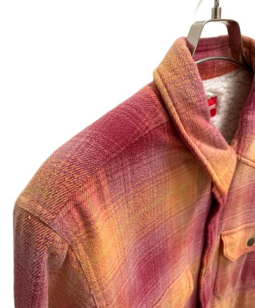 SUPREME（シュプリーム）SUPREME (シュプリーム) shearling lined flannel shirt（シアリングラインド フランネルシャツ） ピンク×オレンジ サイズ:SIZE Sの古着・服飾アイテム