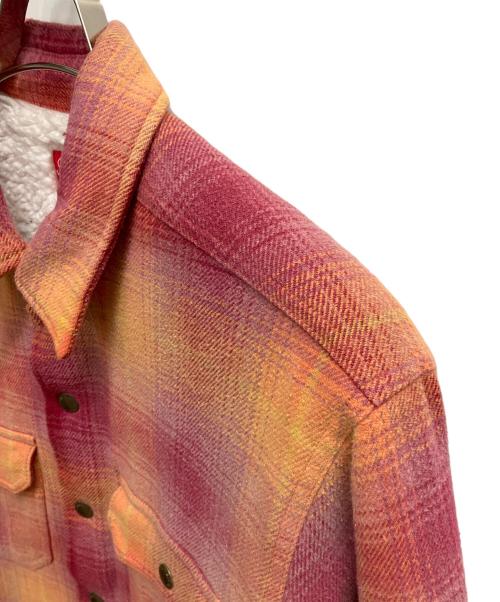 SUPREME（シュプリーム）SUPREME (シュプリーム) shearling lined flannel shirt（シアリングラインド フランネルシャツ） ピンク×オレンジ サイズ:SIZE Sの古着・服飾アイテム