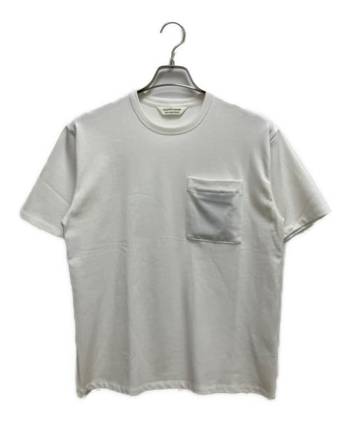 beautiful people（ビューティフルピープル）beautiful people (ビューティフルピープル) suvin compact jersey big QOL tag T-shirt ホワイト サイズ:SIZE 38の古着・服飾アイテム