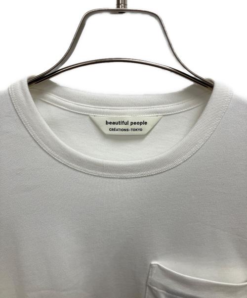 beautiful people（ビューティフルピープル）beautiful people (ビューティフルピープル) suvin compact jersey big QOL tag T-shirt ホワイト サイズ:SIZE 38の古着・服飾アイテム