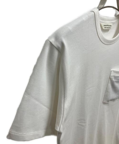 beautiful people（ビューティフルピープル）beautiful people (ビューティフルピープル) suvin compact jersey big QOL tag T-shirt ホワイト サイズ:SIZE 38の古着・服飾アイテム
