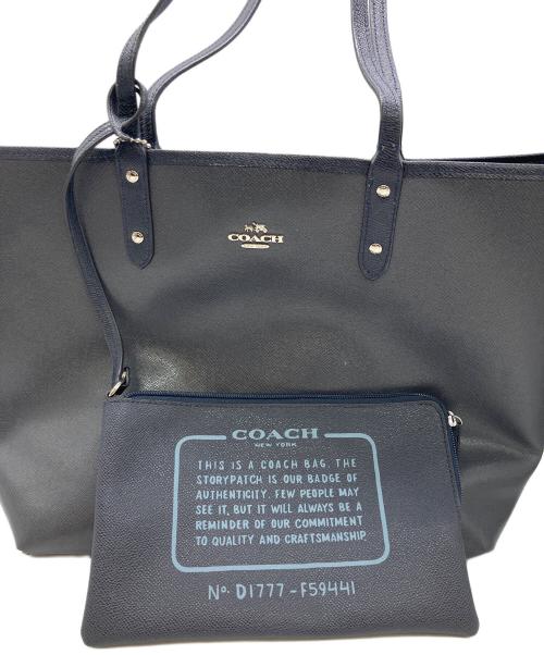 COACH（コーチ）COACH (コーチ) リバーシブルトートバッグ ネイビーの古着・服飾アイテム
