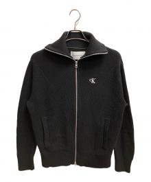 Calvin Klein Jeans（カルバンクラインジーンズ）の古着「ニットジップジャケット」｜ブラック