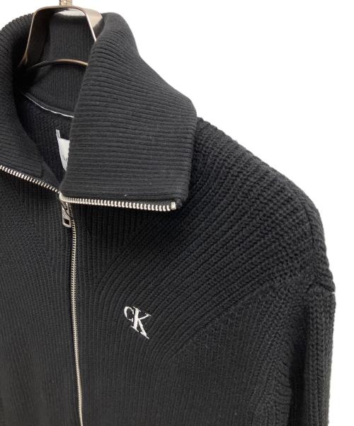 Calvin Klein Jeans（カルバンクラインジーンズ）Calvin Klein Jeans (カルバンクラインジーンズ) ニットジップジャケット ブラック サイズ:SIZE Sの古着・服飾アイテム