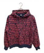 stussyステューシー）の古着「ワールドツアーロゴパーカー」｜ネイビー×レッド