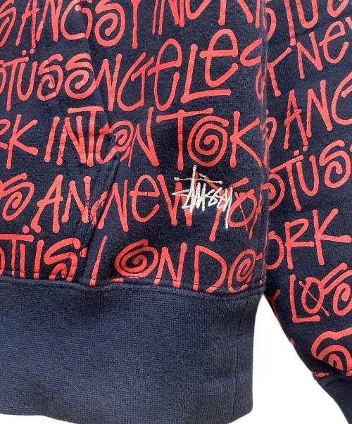 stussy（ステューシー）stussy (ステューシー) ワールドツアーロゴパーカー ネイビー×レッド サイズ:SIZE Sの古着・服飾アイテム