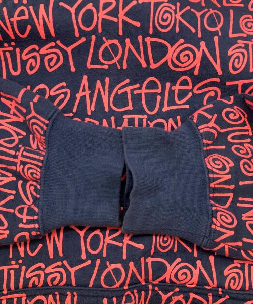 stussy（ステューシー）stussy (ステューシー) ワールドツアーロゴパーカー ネイビー×レッド サイズ:SIZE Sの古着・服飾アイテム