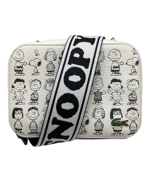 LACOSTE（ラコステ）LACOSTE (ラコステ) PEANUTS (ピーナッツ) プリントレザーショルダーバッグ ホワイトの古着・服飾アイテム