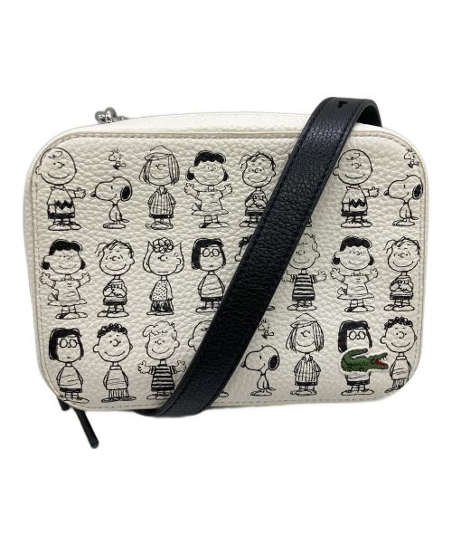 LACOSTE（ラコステ）LACOSTE (ラコステ) PEANUTS (ピーナッツ) プリントレザーショルダーバッグ ホワイトの古着・服飾アイテム