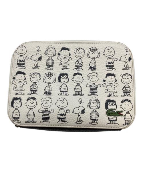 LACOSTE（ラコステ）LACOSTE (ラコステ) PEANUTS (ピーナッツ) プリントレザーショルダーバッグ ホワイトの古着・服飾アイテム