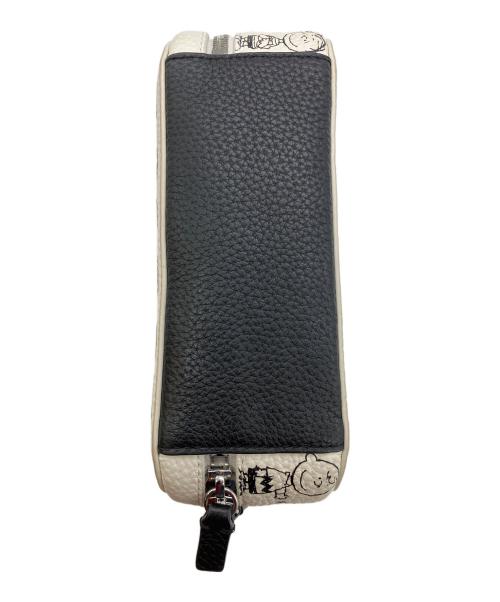 LACOSTE（ラコステ）LACOSTE (ラコステ) PEANUTS (ピーナッツ) プリントレザーショルダーバッグ ホワイトの古着・服飾アイテム