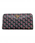 PRADAプラダ）の古着「ラウンドファスナー財布」｜ブラック