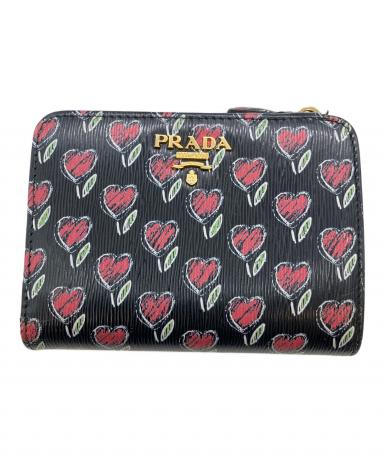 【中古】【ギャラ有り】PRADA プラダ 二つ折り財布 サフィアーノ メンズ 中古・古着通販】PRADA (プラダ) サフィアーノ 2つ折り財布 ブラック