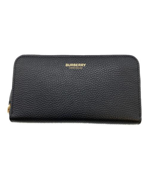 BURBERRY LONDON（バーバリーロンドン）BURBERRY LONDON (バーバリーロンドン) レザーラージジップアラウンドウォレット ラウンドファスナー長財布 ブラックの古着・服飾アイテム