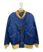 THREE FACEスリーフェイス）の古着「ラインクルーマンジャケット」｜ネイビー×オレンジ