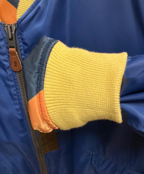 THREE FACE（スリーフェイス）THREE FACE (スリーフェイス) ラインクルーマンジャケット ネイビー×オレンジ サイズ:SIZE Lの古着・服飾アイテム