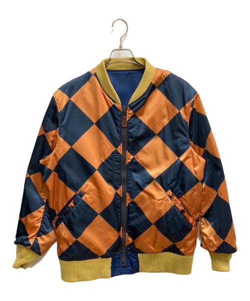 THREE FACE（スリーフェイス）THREE FACE (スリーフェイス) ラインクルーマンジャケット ネイビー×オレンジ サイズ:SIZE Lの古着・服飾アイテム