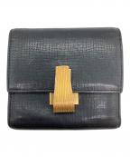 BOTTEGA VENETAボッテガベネタ）の古着「パルメラート3つ折り財布」｜ブラック×ゴールド