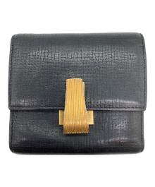 BOTTEGA VENETA（ボッテガベネタ）の古着「パルメラート3つ折り財布」｜ブラック×ゴールド