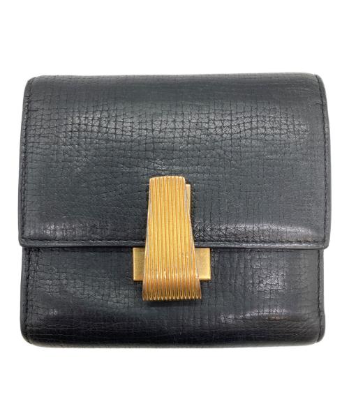 BOTTEGA VENETA（ボッテガベネタ）BOTTEGA VENETA (ボッテガベネタ) パルメラート3つ折り財布 ブラック×ゴールドの古着・服飾アイテム