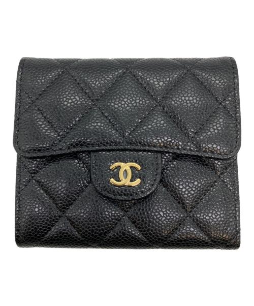 CHANEL（シャネル）CHANEL (シャネル) マトラッセ　3つ折り財布 ブラックの古着・服飾アイテム