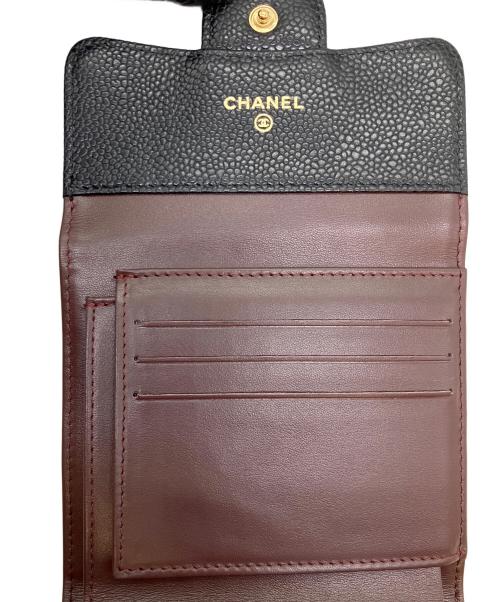 CHANEL（シャネル）CHANEL (シャネル) マトラッセ　3つ折り財布 ブラックの古着・服飾アイテム