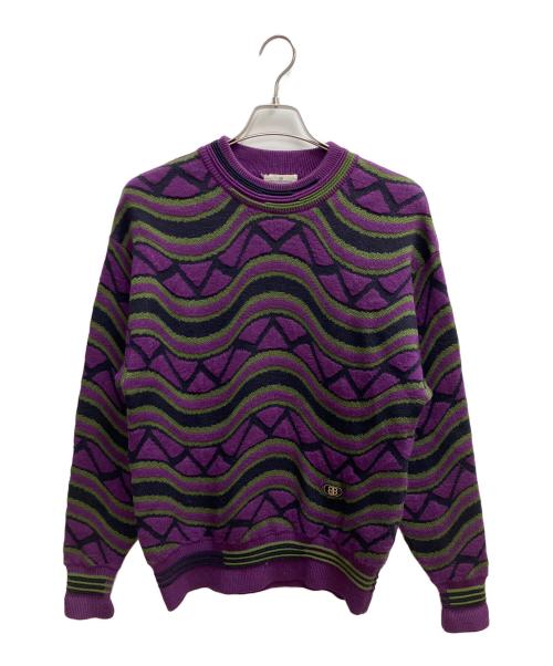 BALENCIAGA SPORTS（バレンシアガ）BALENCIAGA SPORTS (バレンシアガ) クルーネックニット パープル×グリーン サイズ:SIZE Lの古着・服飾アイテム