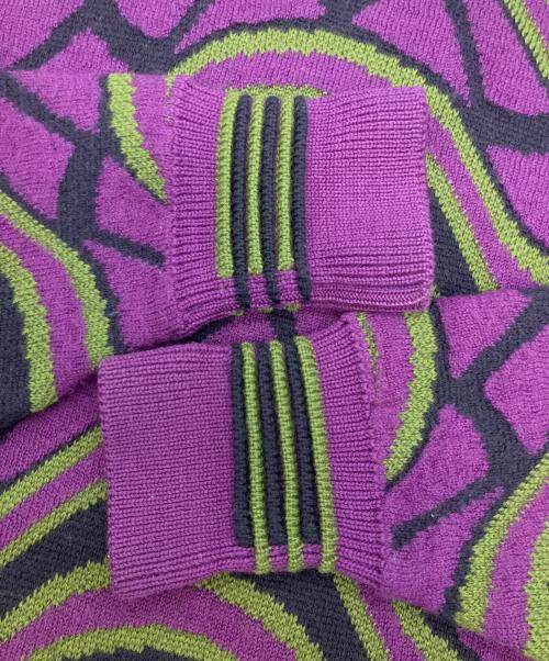 BALENCIAGA SPORTS（バレンシアガ）BALENCIAGA SPORTS (バレンシアガ) クルーネックニット パープル×グリーン サイズ:SIZE Lの古着・服飾アイテム