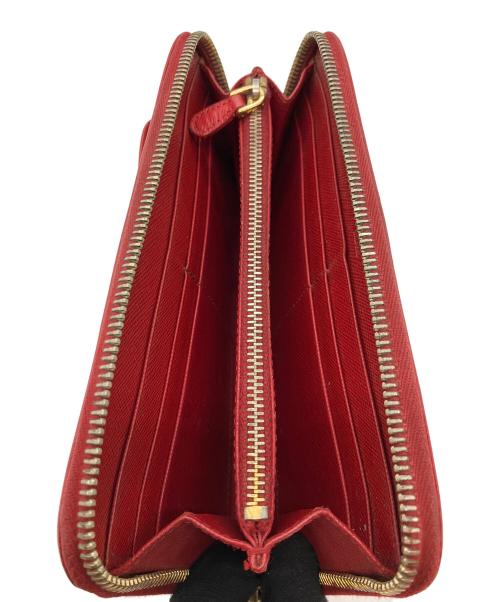 PRADA（プラダ）PRADA (プラダ) サフィアーノ　ラウンドファスナーウォレット レッドの古着・服飾アイテム