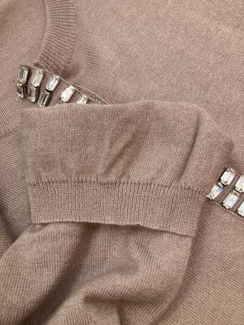 MaxMara（マックスマーラ）MaxMara (マックスマーラ) ビジューカーディガン ピンク サイズ:SIZE Lの古着・服飾アイテム