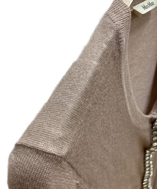 MaxMara（マックスマーラ）MaxMara (マックスマーラ) ビジューカーディガン ピンク サイズ:SIZE Lの古着・服飾アイテム