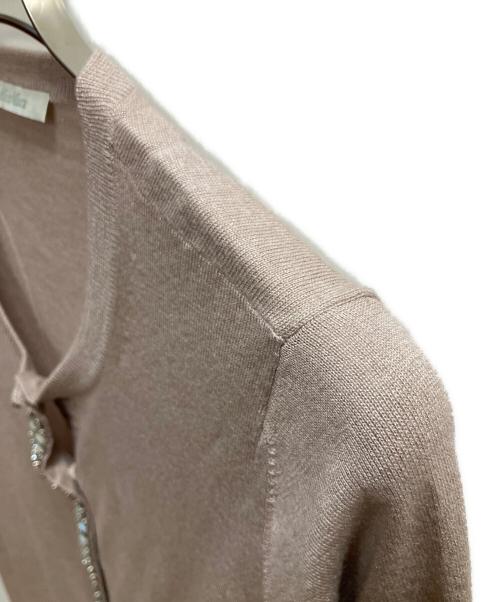 MaxMara（マックスマーラ）MaxMara (マックスマーラ) ビジューカーディガン ピンク サイズ:SIZE Lの古着・服飾アイテム
